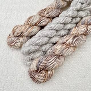 4 Ply Yarn Sock Set Hand Dyed Super Wash 75/25 Merino Wool Nylon 50g + 20g Skeins Brown Grey Beach Pebbles
