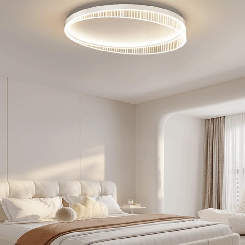 Elegant and Fashionable Creative Warm Acrylic Iron Ceiling Lamps Nordic Modern Simple Round Art Light LED Three-Color Dimmable Close to Lights for Living Room Bedroom Office Conference image 2