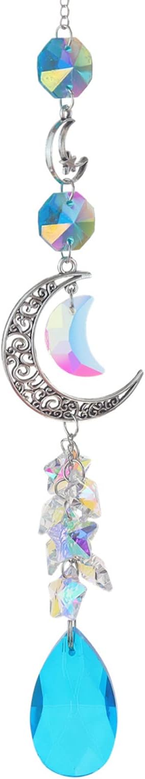 Wind Chimes for Outside Decorative Wind Chimes Crystal Windchimes Unique Wind Chimes Moon Memorial Wind Chimes Personalized, for Window Car Wall Plant Chandeliers Blue