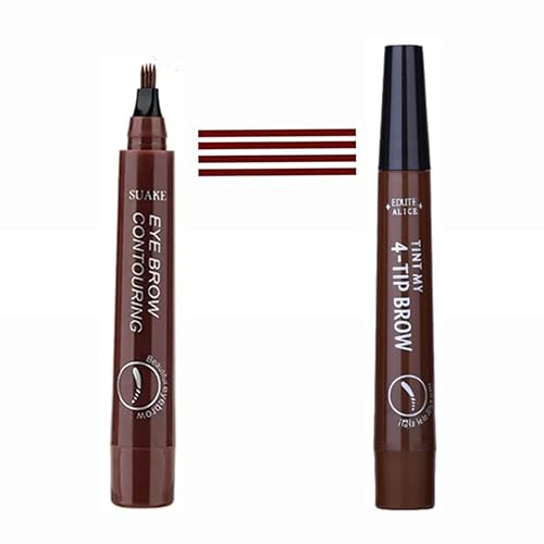 LDJYEONS Lápiz de cejas, lápiz de cejas de maquillaje, lápiz de cejas de cuatro puntas de larga duración (marrón oscuro)