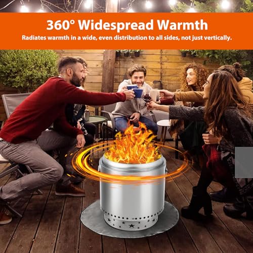 16.5 inch Smokeless Fire Pit Stove Bonfire, Wood Burning Fireplaces, Stainless Steel Portable Outdoor Firepit,for Outdoor Patio Camping