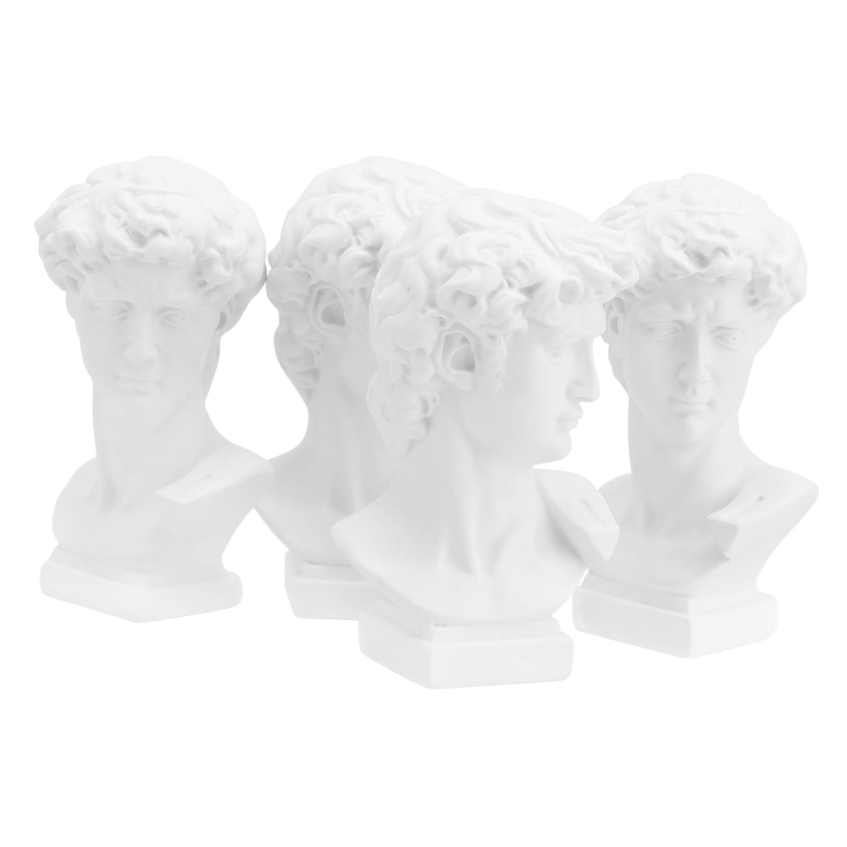 SOLUSTRE 4PCS Mini Resin David Head Statue Decor Height Decorative Desktop Figurines for Home Adornment Chic Plaster Sculptures for Holidays Birthdays Housewarmings