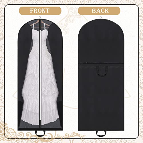 Fabbay 2 Pcs 70" Bridal Wedding Gown Dress Garment Bag Extra Large Long Foldable Portable Travel Covers Garment Bags Hanging Luggage Storage with Pockets for Women's Prom, Gusseted Black4