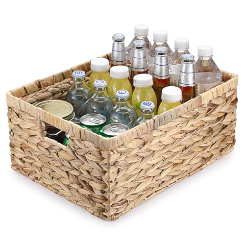 GUSHBIN Natural Water Hyacinth Storage Basket Home...