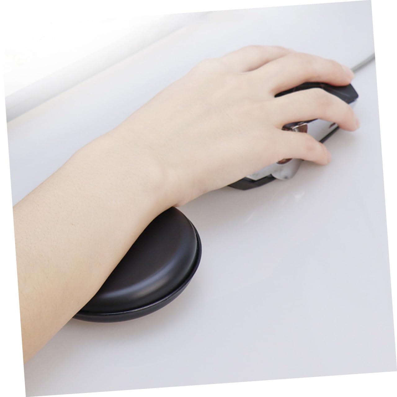 HOMSFOU Poggiapolsi per Mouse in Pu Nero Supporto Ergonomico, Tappetino Antiscivolo per Mouse da Gioco e Ufficio, Cuscino Gomitiera Protettiva per Alleviare Affaticamento Polso e Uso