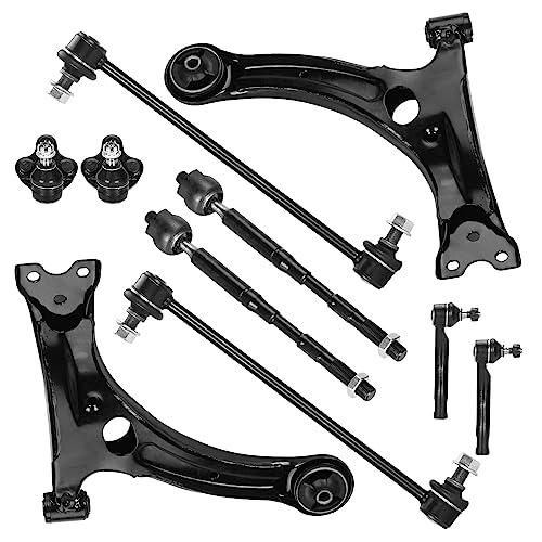 K640361 K640360 Front Lower Control Arm w/Ball Joint Compatible with Corolla 2003-2008 -10pc Set with Sway Bar Links Tie Rods K90309 K80230 EV470 ES80432 ES80431
