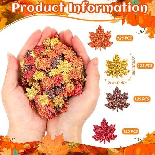 Image of MARFOREVER Fall Felt Maple Leaf Confetti Glitter, 500 Pcs Orange Thanksgiving Leaves Confetti Decorations Autumn Table Sprinkles Scatter Centerpiece for Fall Thanksgiving Day Party Decor Supplies