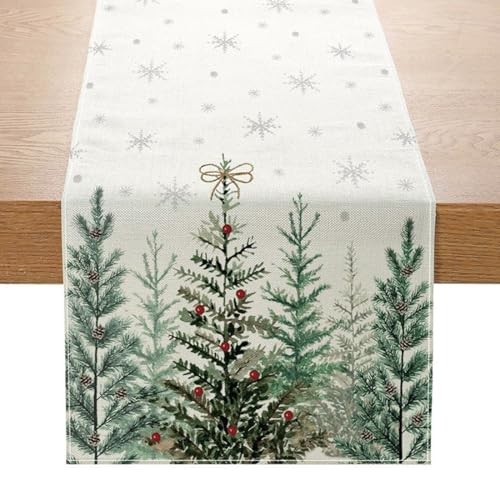 Tischläufer Weihnachten, 33×275 cm Weihnachts Tischläufer Modern,...