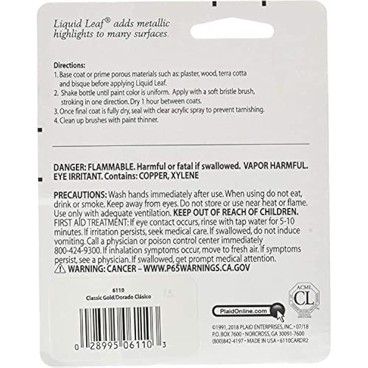 Liquid Leaf Paint One Step Leafing Paint, 0.75-Ounce, Original (Classic Gold)