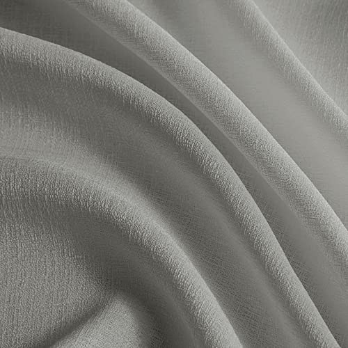 Melodieux Grey Semi Sheer Tier Curtains 36 Inch Length For Kitchen Cafe Bedroom Small Windows, Linen Look Rod Pocket Short Curtain Tiers Voile Drapes, 2 Panels #TOP4