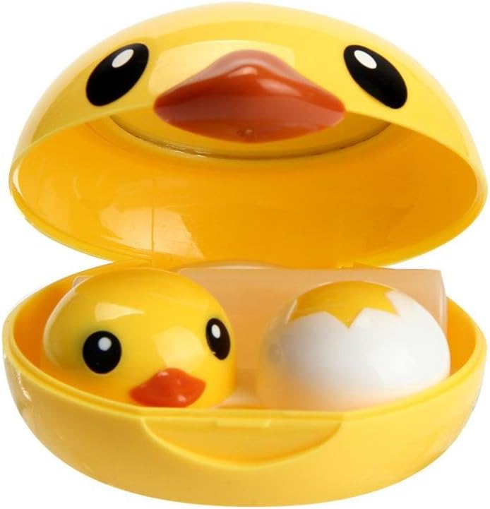 ! AMA(TM) Cute Duck Popular Mini Contact Lens Case Box Travel Kit Easy Carry Mirror Container (Yellow)