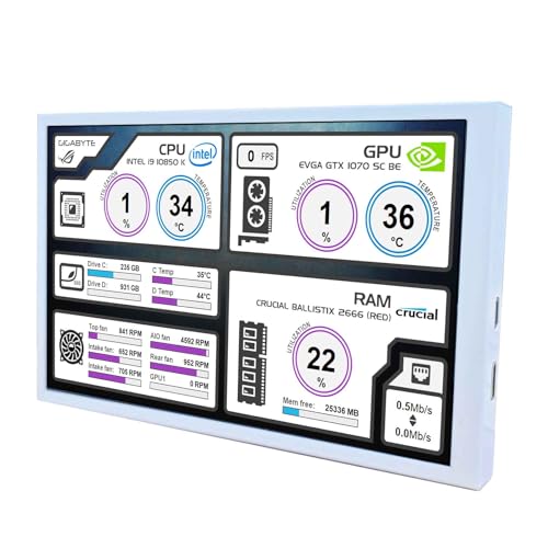 Image of VSDISPLAY 8 Inch Mini LCD Monitor IPS 1280x800 Small Portable Monitor,White | with Mini H /D Interface,for DIY Secondary Display /PC Case Internal Screen