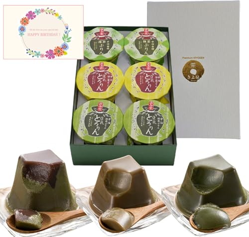 きよ泉 誕生日 プレゼント 抹茶プリン 宇治金時プリン ほうじ茶プリン (110g×6個) ぷりん 豆乳プリン 洋菓子 抹茶スイーツ デザート 京都 個包装 常温 贈り物 誕生日カード付きのサムネイル