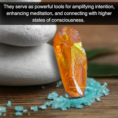 Image of Amazing Gemstone 2 Pieces Tangerine Aura Quartz Raw Pencil Points Crystals and Healing Stones, Natural Rocks for Meditation and DIY Raw Point Stones and Crystals