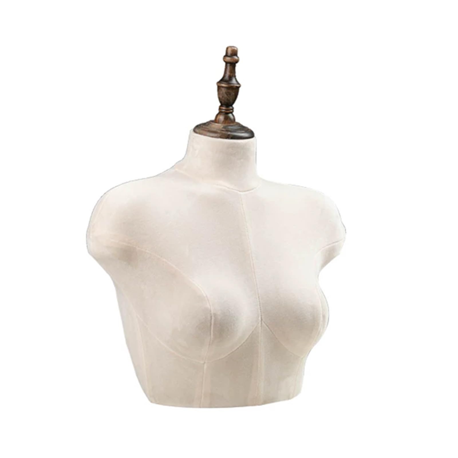 Female Mannequin Torso Dress Form - Covered Manikin Body With Vintage Wooden Base, For Clothing Display, Sewing, Boutique(A)