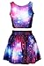 Pink Queen Red Galaxy Print Two Piece Tank Tops Tees Skater Skirt For Women,Red Galaxy Print,One Size