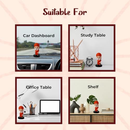 Image of Shirdi Sai Baba Idol for Car Dashboard Bobblehead, Home Decor Items for Living Room, Office Desk, Murti for Gifting,Statue for Good Luck,Superhero Action Figure, Meditation Pose Figurine,Orange
