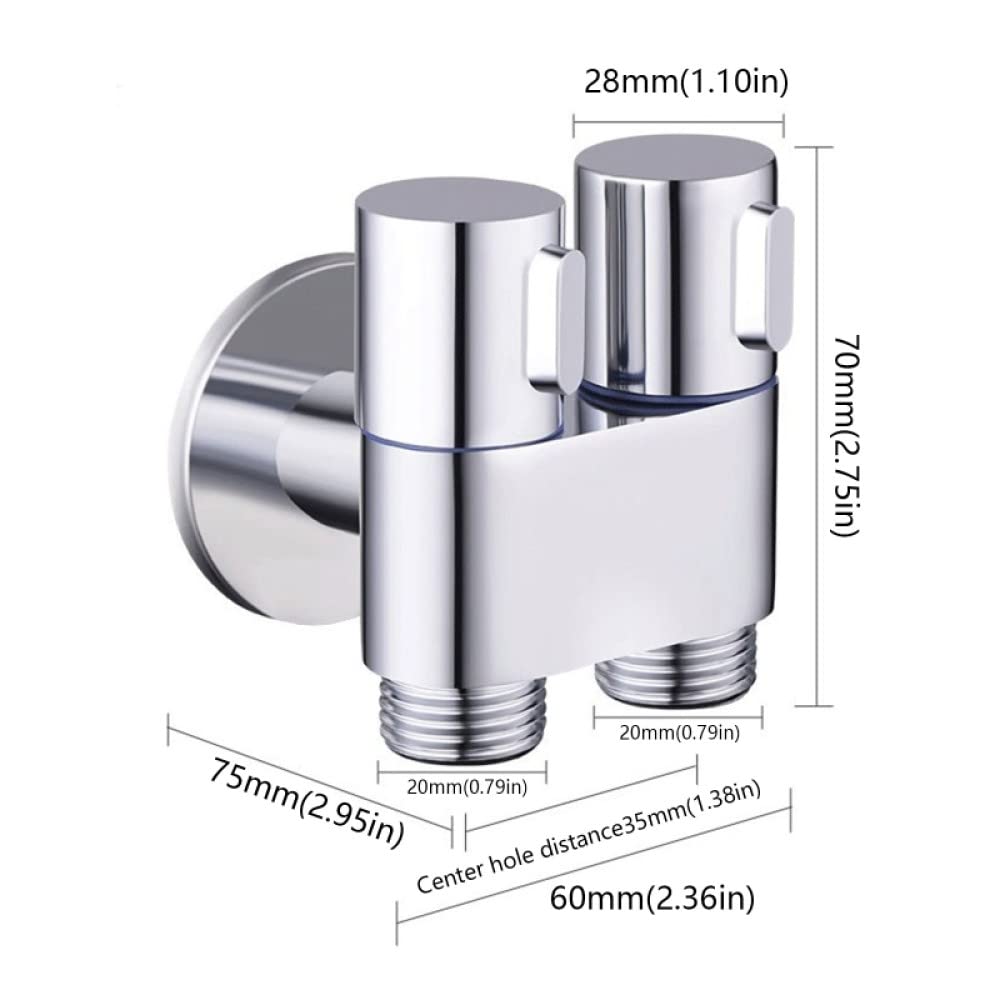 Válvula de ángulo de Tres vías Divisor de Agua de uno en Dos Salidas Adaptador de Grifo de Lavadora de Doble Uso Accesorios de baño, Negro Good