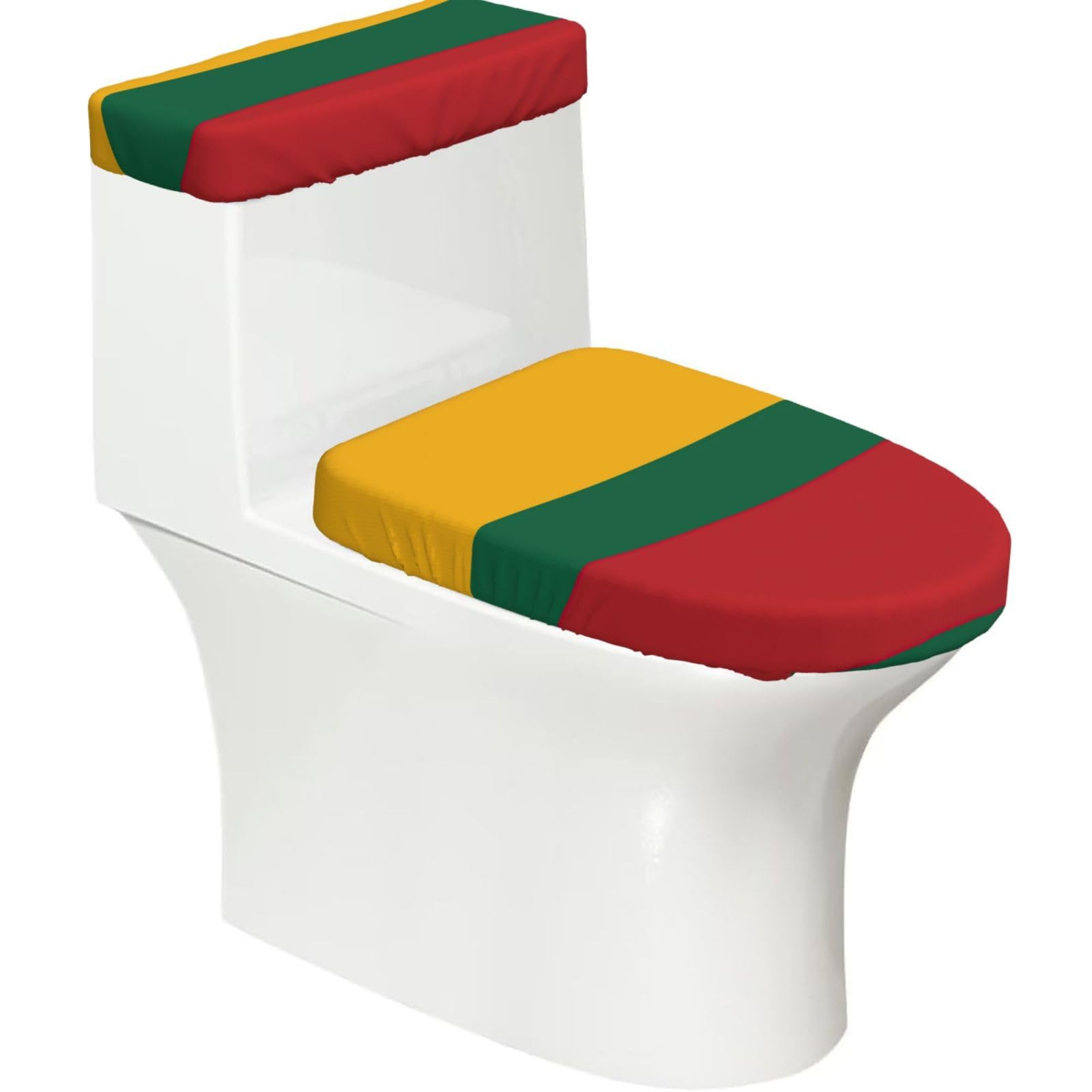 Flag Of Lithuania Print Bathroom Decor Toilet Lid Cover And Tank Covers, Restroom Accessories Fits Most Round