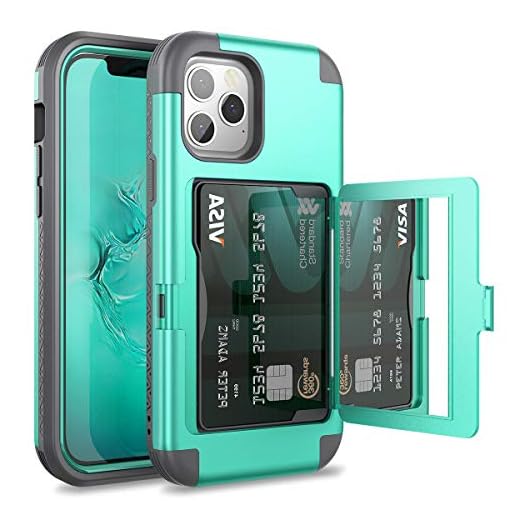 WeLoveCase for iPhone 12 Pro Max Wallet Case with Credit Card Holder & Hidden Mirror, Three Layer Shockproof Heavy Duty Protection Cover Protective Case for iPhone 12 Pro Max - 6.7inch Mint