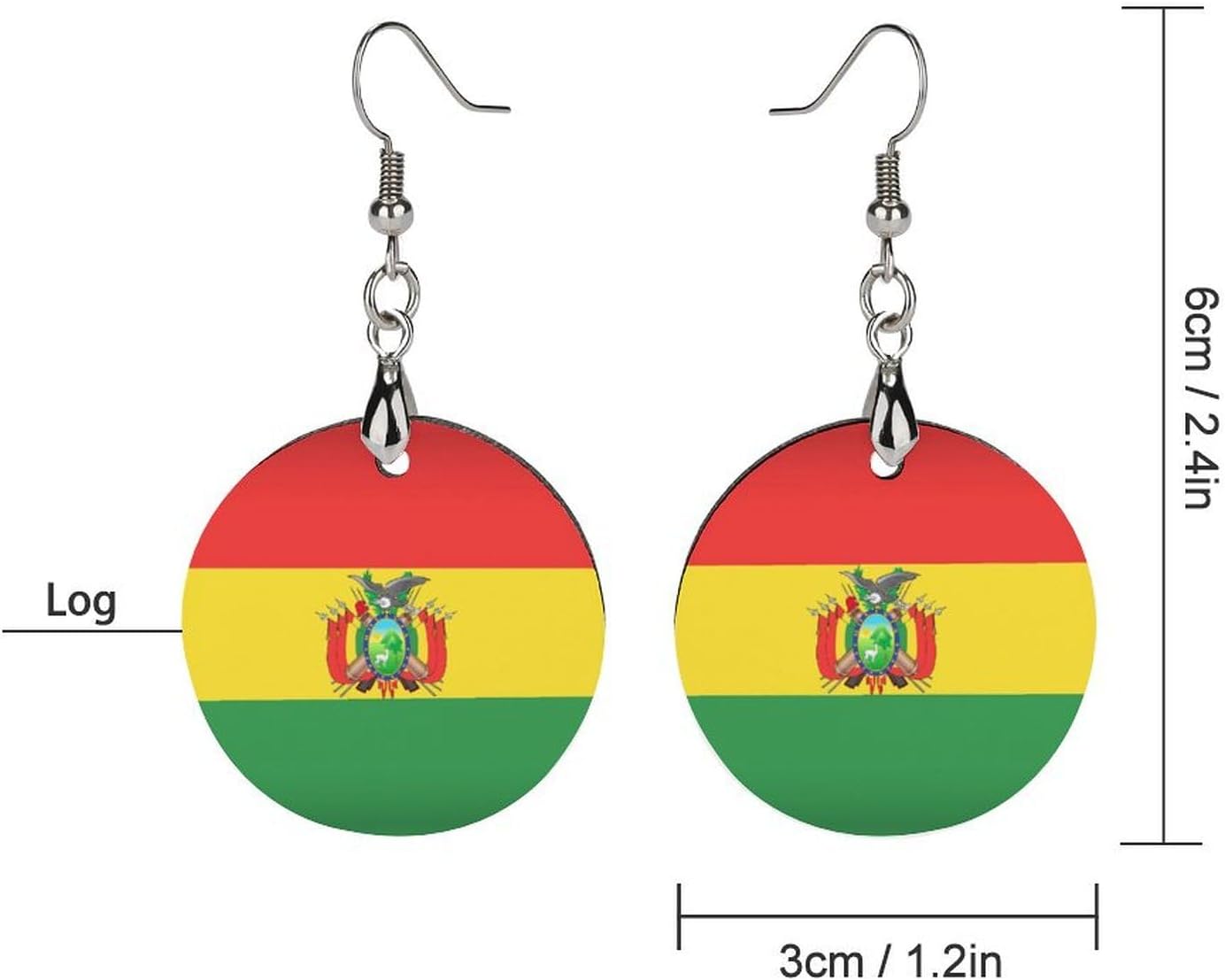 Puerto Rico Flag Wooden Dangle Earrings Natural Wood Pendants Women's Lightweight Jewelry