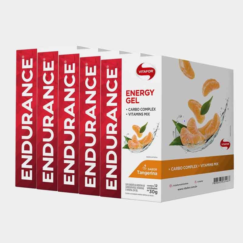 Kit 5 Endurance Energy Gel Vitafor Caixa 12 sachês Tangerina
