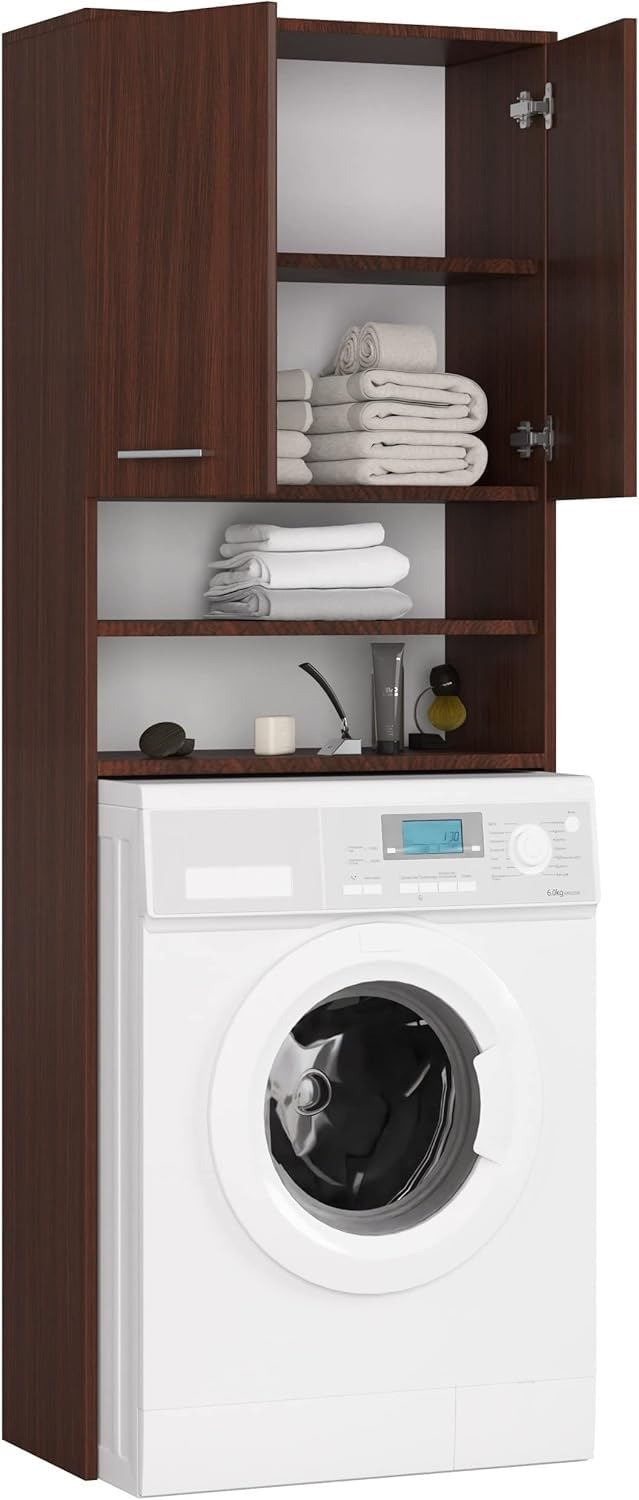BDW Venga - Armadietto per lavatrice, 180 x 64 x 30 cm, bagno alto, mobiletto da bagno, armadietto per il bagno, lavatrice/bagno