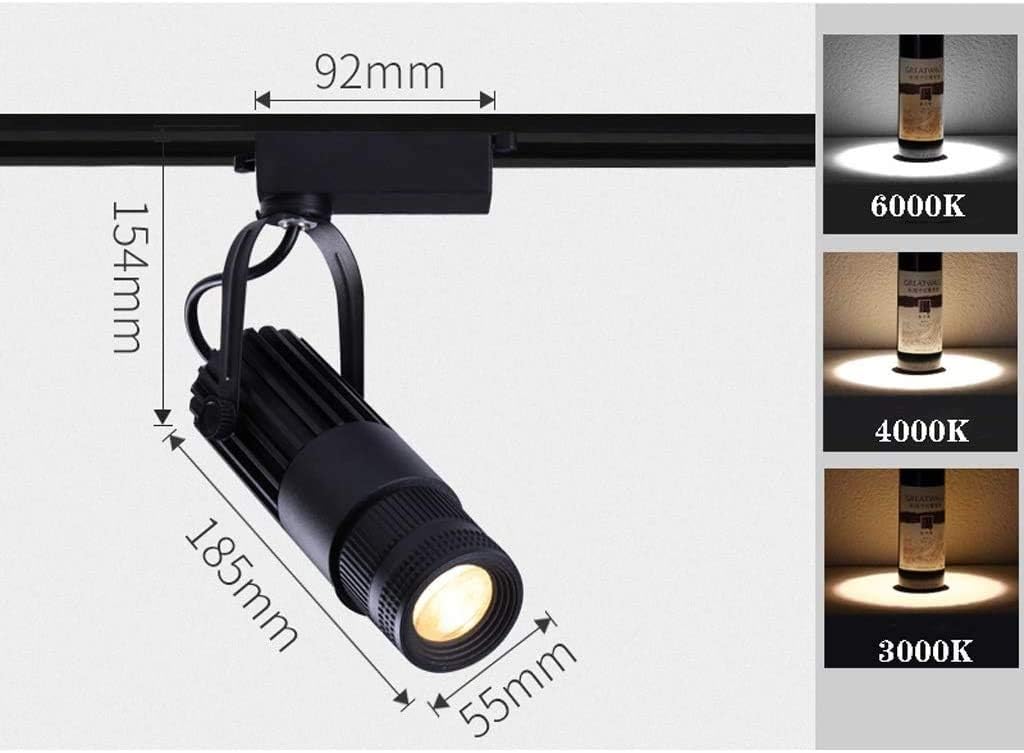 Indoor Track Lighting Kits 15W, Black Led Track Lighting,Zoom Dimmable Ceiling Spotlight, Bar KTV Stage Atmosphere Light, Aluminum, Black(Track 6000K)