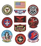 WZT 11 Pieces TOP Gun Tactical Morale Military Patch United States Navy Fighter Weapons School, American Flag, CV-61 USS Ranger 100 Centurion, Tom Cat, Pete Mitchell Maverick, VX-31, VF-1 Embroidered