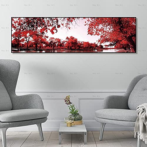 Kit peinture au diamant 5D forêt rouge 40x80cm pour adultes