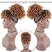 YITI High Puff Afro Ponytail Drawstring with Kinky Curly Bangs Short Afro Kinky Curly Pony Tail Clip in on Synthetic Curly Hair Bun Puff Ponytail Wrap Updo Hair Extensions with Clips(A-T1B/30#)
