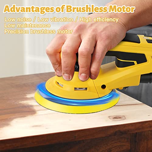 Wood Sander，Electric Random Orbital Sander，Brushless Motor 6"" Disc Size 350W 10000 Rpm Polisher Sanding Variable Speed Tool For Woodworking, Polishing, Carpentry #TOP1