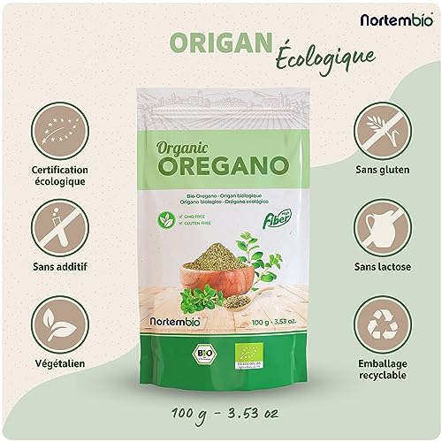 Nortembio Origan Séché Biologique 100 g. Origini 100% Naturel. Origan Frotté sans Additifs ni Conservateurs. Feuilles d'Origan Séchées Délicatement. Herbe Aromatique Spéciale pour Pizzas et Pâtes. – vue 2