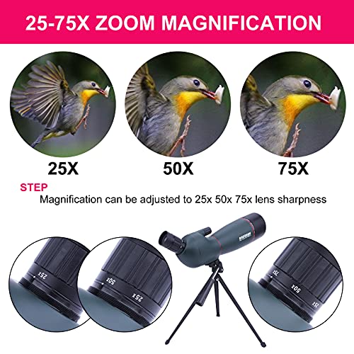 25-75x70 Spektive mit Stativ, Zoom Wasserdichtes BAK4 Prisma-Monokular-Teleskop für Vogelbeobachtung, Zielschießen… – Bild 4