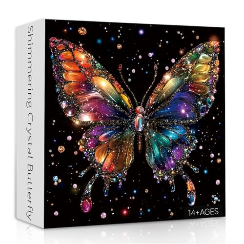 Butterfly Puzzles for Adults 1000 Pieces, Rainbow Crystal Butterflies Jigsaw Puzzles with Shimmering Wings, Challenging Coloful Animal Puzzles as Wall Art Decor