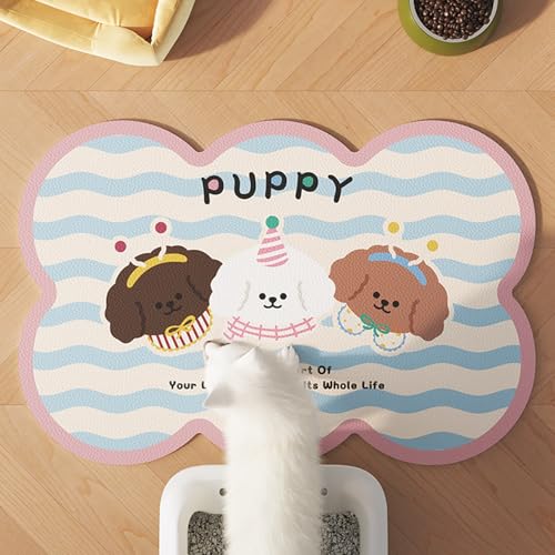 ペットマット 可愛い柄 トイレ下敷きマット フローリングカーペット PVC革 拭ける 撥水 抗菌 汚れ防止 滑らない 犬 猫用 フロアマット 床暖房対応 齢犬 老犬 老猫 フェンス・サークル・ケージ用 30*40cm