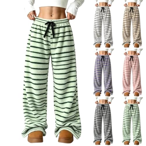 Flannel Pajama Pants Women Drawstring Waist Comfy Striped Pajamas Bottoms - image 1