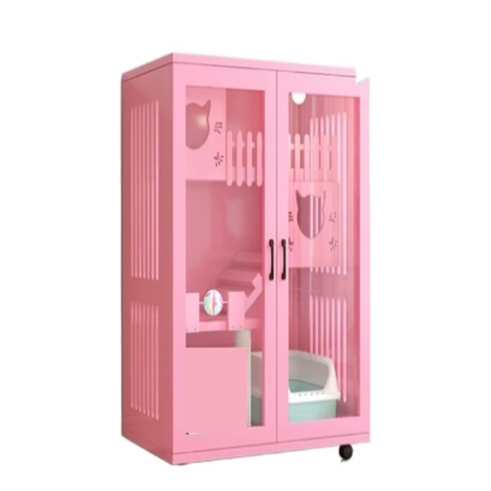 LOWLIU Gatto Cane Casa Cat Villa Casa Cat Cat Cat Cat Cat Overszeze Free Space Gatto Cat House Cat House Cat House a Tre Piani Gatto Cat Cage Gabbia per Gatti (Size : Pink 120)