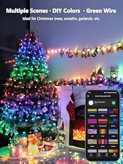 BrizLabs Smart Easter Lights, 66ft 200 LED Color Changing Xmas Lights Work with Alexa & Google Home, Rainbow Fairy Light Christmas Decorative Pastel Lighting Green Wire for Xmas Tree Halloween Party