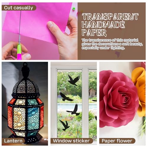 240 Blatt Seidenpapier Bunt A4, 24 Farben Transparentpapier zum Basteln, Glattes Bastelpapier Seidenpapier Verpackungsmaterial für Pompons, Papierblumen, Dekoration, Füllmaterial Geschenk