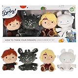 Kids Preferred How to Train Your Dragon 4 Pc Cuteeze Set - 6 Inch Hiccup, Toothless, Astrid, & Light Fury Plush, Beans in Body, for Baby Boys & Girls