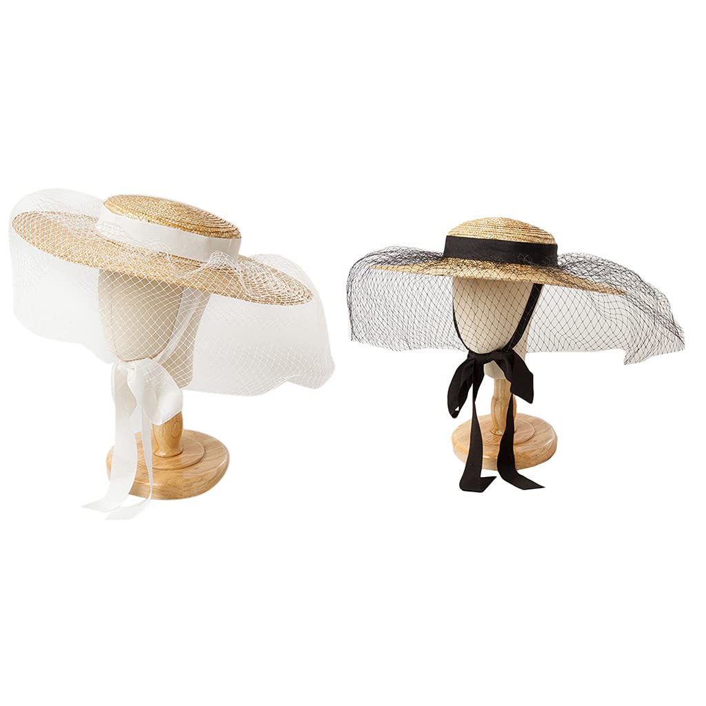Sombrero trenzado de paja para niñas, playa, vacaciones, a prueba de sol, tamaño ajustable con decoración de granadina, unisex, SPF de ala ancha