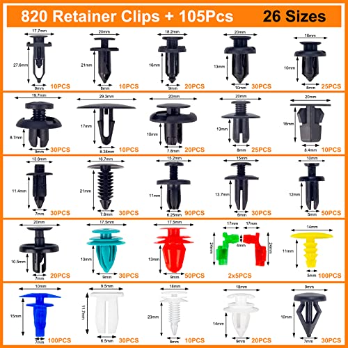 Rivet Clips Plastique Fixation pour pare-chocs auto et panneaux de portes intérieures