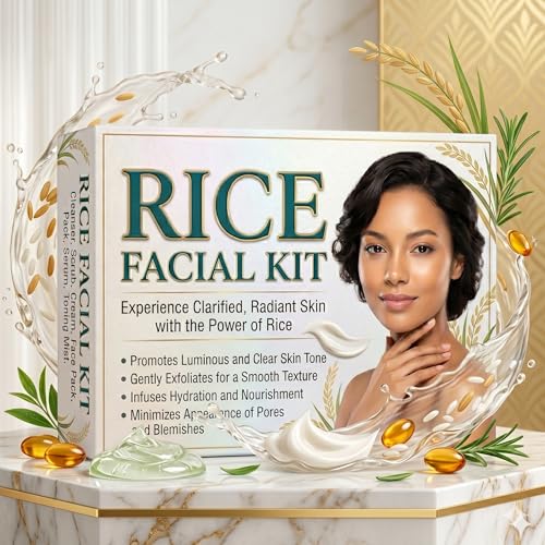 Image of Rice Facial Kit for Luminous & Clear Skin Tone | Gently Exfoliates, Nourishes & Minimizes Appearance of Pores and Blemishes | Complete Skincare Set