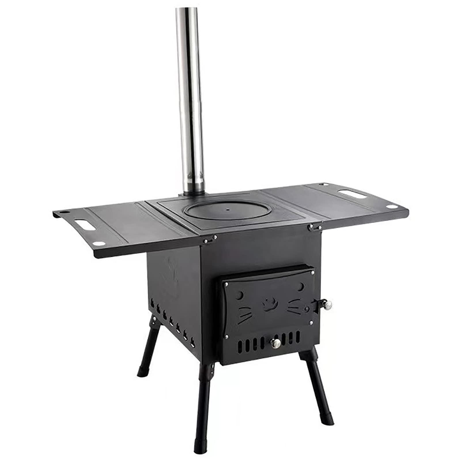 Poêle à Bois Portable, réchaud de Camping extérieur, réchaud de Tente, Gril en Acier Inoxydable et tuyaux de cheminée, Pliable avec Sac de Transport, pour la randonnée, Sac à Dos, Barbecue