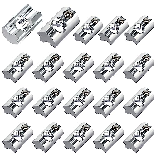 20 Stück Nutensteine mit kugel Nut 6, Nutenstein M6 Gewinde Nut 6 Alu Gewinde für Solar PV Modulklemme, T Nutenstein Set für Aluminiumprofil-Extrusionsschlitz 30-Serie