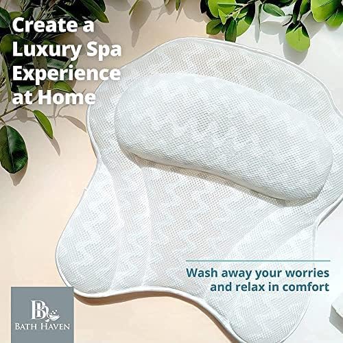 Bath Pillow Bathtub Pillow Back Neck Support Pillow, Spa Cushion for Tub, Relaxing Headrest Bath Pillow, Portable Washable Bathtub Accessories with 3D Air Mesh Thick Soft Bath Pillow (Deluxe): Pillow - Deluxe