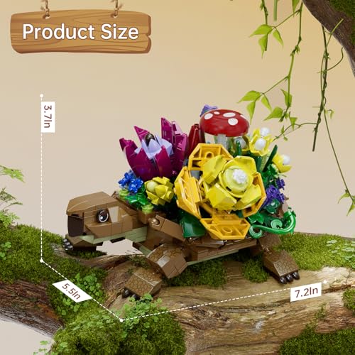 Image of Sea Turtle Succulent Planter Building Set, Compatible with Lego Turtle Flowers Pot Building Kit, Animals Botanical Collection Blocks Toys, for 6+ Girls, Women, Home Plants Decor