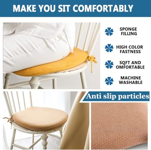 Set of 2/4 Chair Cushions with Ties, Comfortable Armchair & Garden Seat Pads, 45x45cm, Soft and Durable Cushion Covers for Home & Outdoor Use