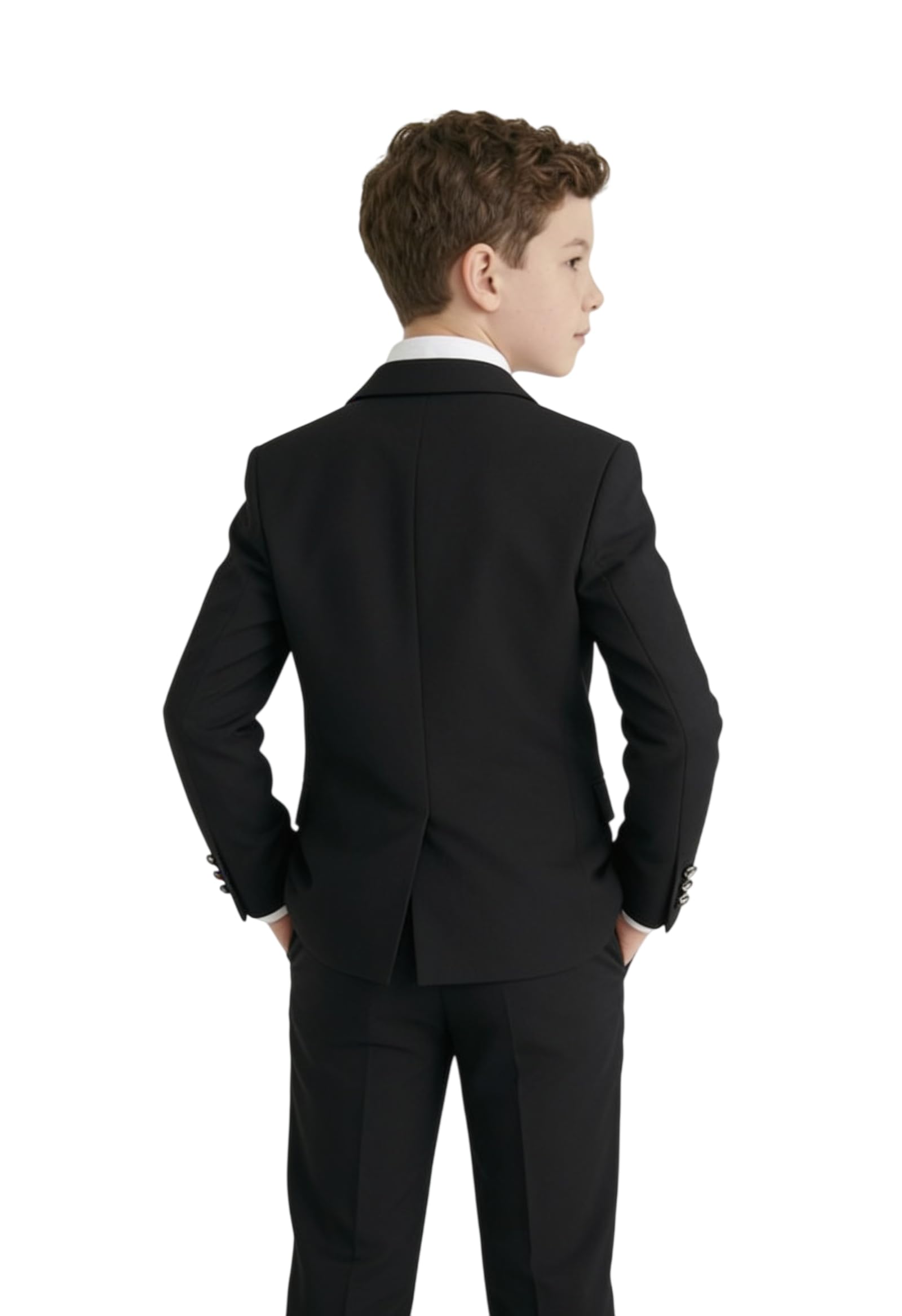 SIRRI Traje de Dos Piezas para niño Color Negro. Blazer Cruzado y pantalón de Vestir (se Venden por Separado).